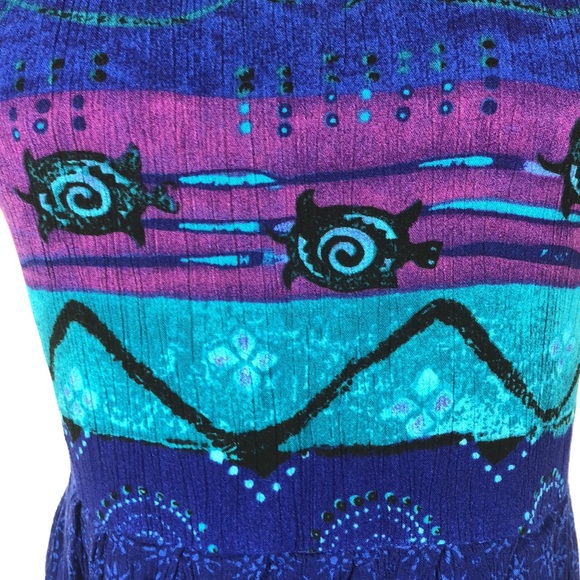 Just in Thyme Ltd vintage blue ocean themed dress size 14P - Picture 4 of 11